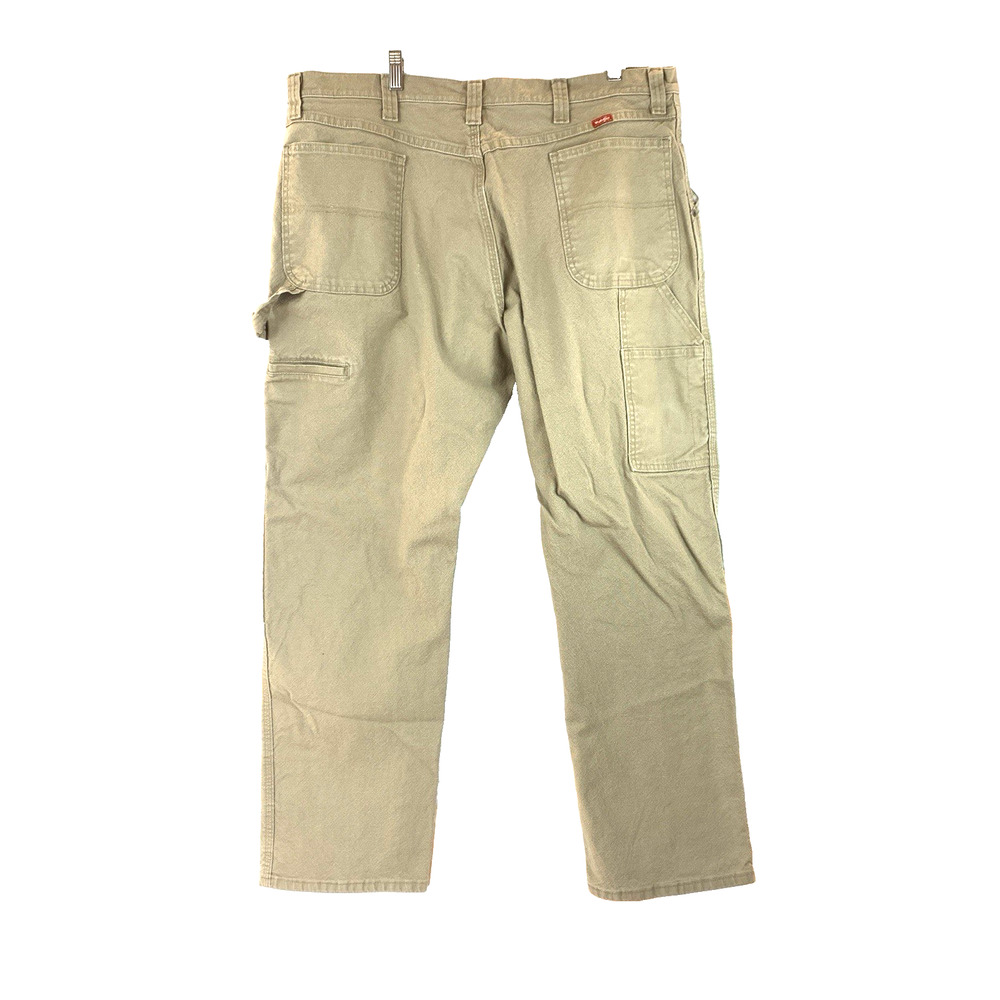 Wrangler‎ Work Pants Mens 40x30 Beige Green Jeans Cargo Hammer Strap Pockets - Picture 6 of 11
